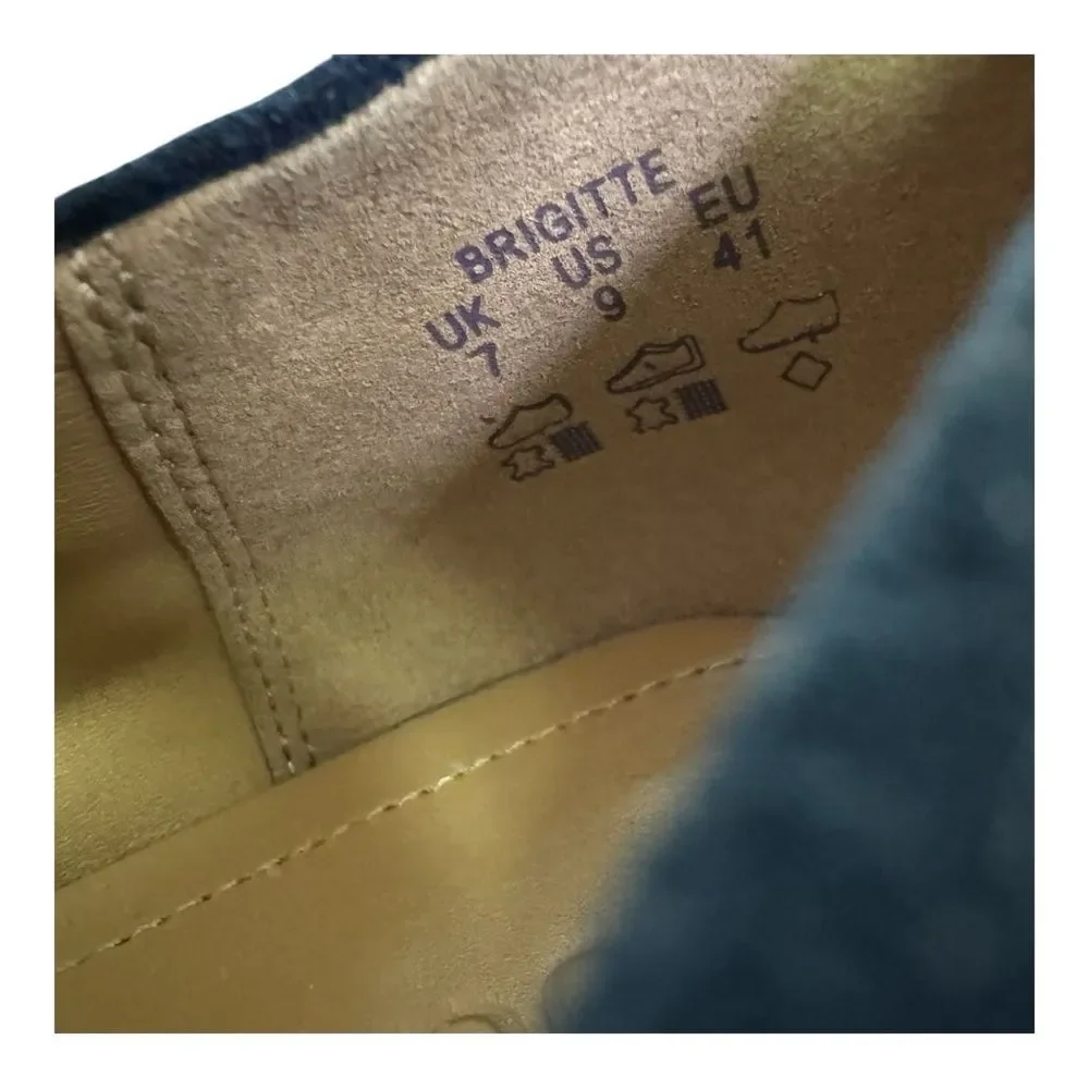 Hotter Brigitte Navy Suede Wedge‎ Loafers Tassel Brogue Detail Women US 9 UK 7